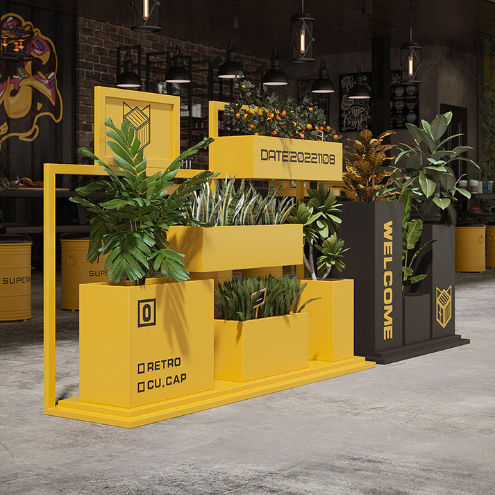 Industrial Steel Planter Box & Space Divider Set – Yellow & Black