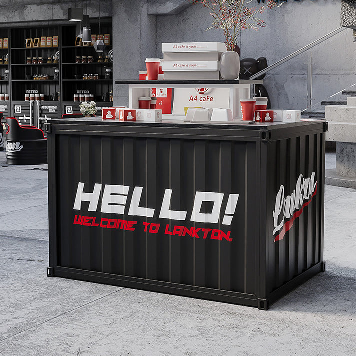 Industrial Container-Style Merchandise Display Table for Café, Coffee Shop & Retail Store