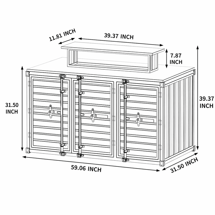 Industrial Container-Style Merchandise Display Table for Café, Coffee Shop & Retail Store