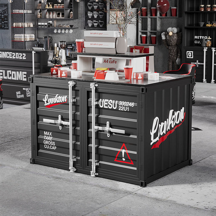 Industrial Container-Style Merchandise Display Table for Café, Coffee Shop & Retail Store