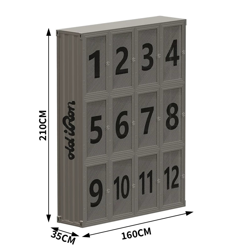Industrial Container Wire Mesh Locker Cabinet | Motorcycle Helmet & Commercial Storage Unit with Stenciled Numbers