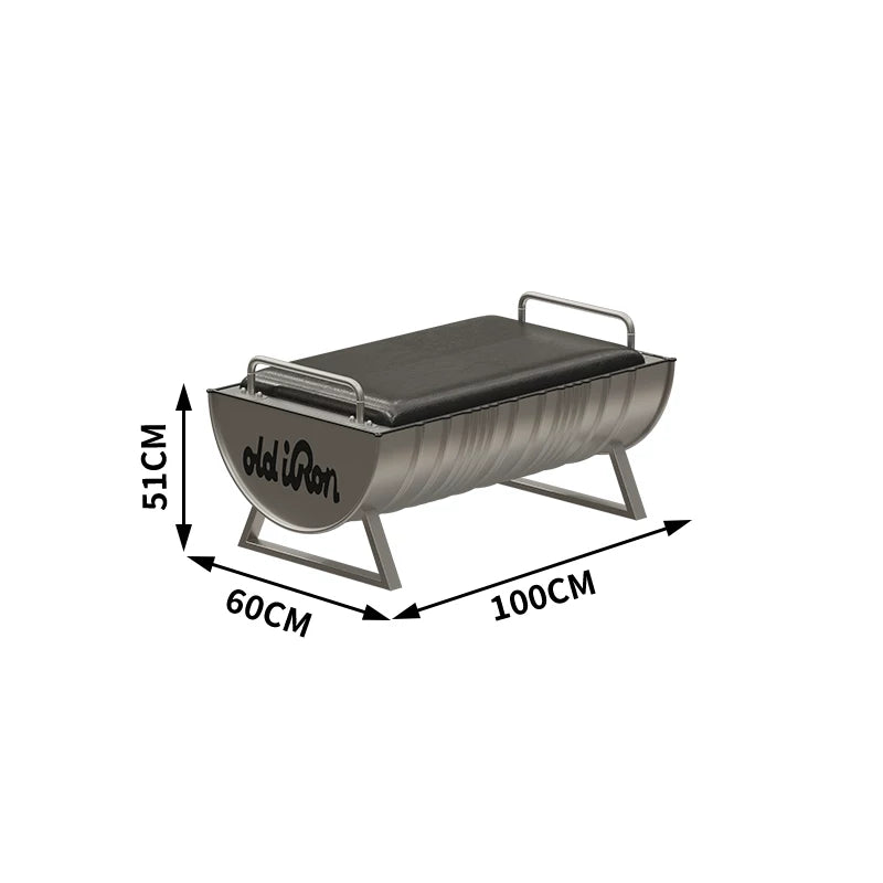 Industrial Oil Drum Bench with Leather Cushion | Backless Waiting & Dining Bench for Bar, Café & Retail