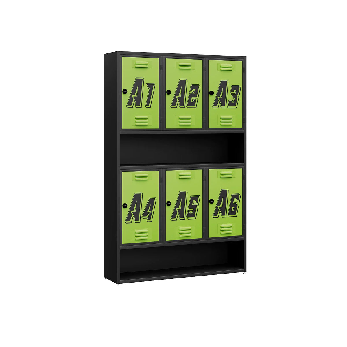 Commercial Gym & Fitness Locker with Open Display Shelf & Shoe Rack | Industrial CrossFit Member Storage Cabinet