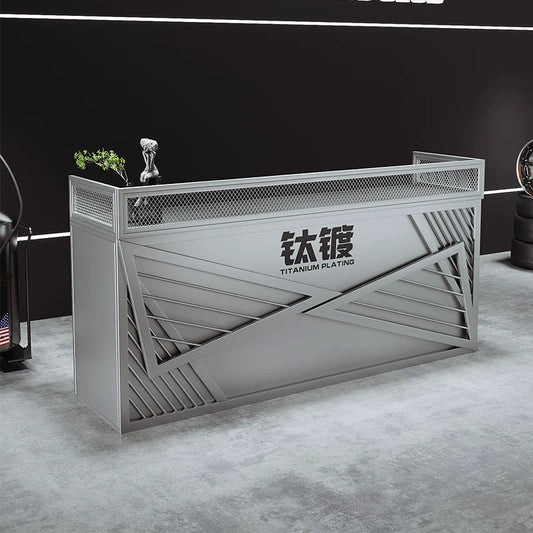 Industrial Steel Reception Desk & Cashier Counter | Commercial Bar & Showroom Front Desk