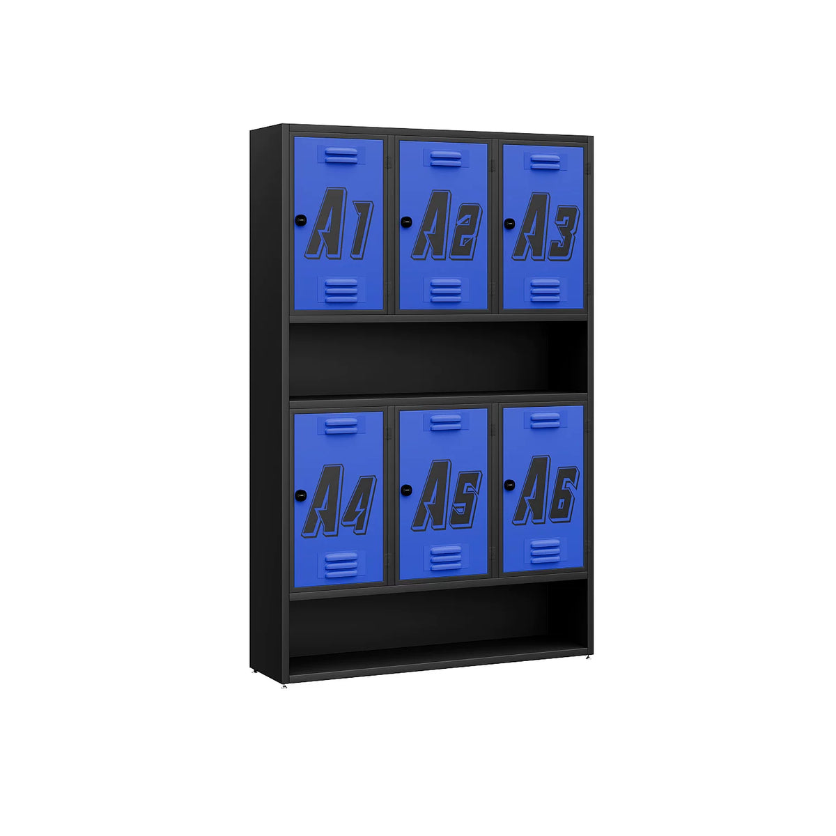 Commercial Gym & Fitness Locker with Open Display Shelf & Shoe Rack | Industrial CrossFit Member Storage Cabinet