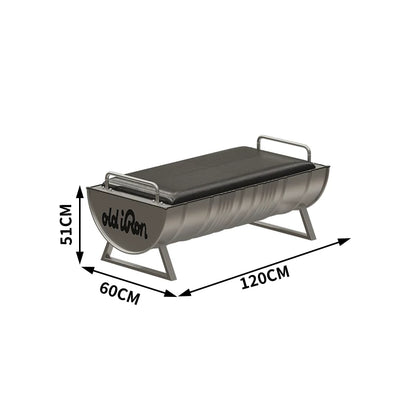 Industrial Oil Drum Bench with Leather Cushion | Backless Waiting & Dining Bench for Bar, Café & Retail
