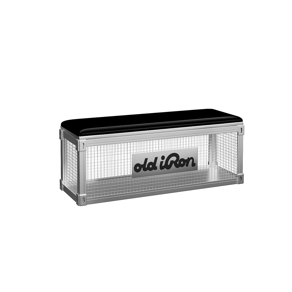 Industrial Wire Mesh Storage Bench with Leather Cushion | Bar, Café & Retail Seating
