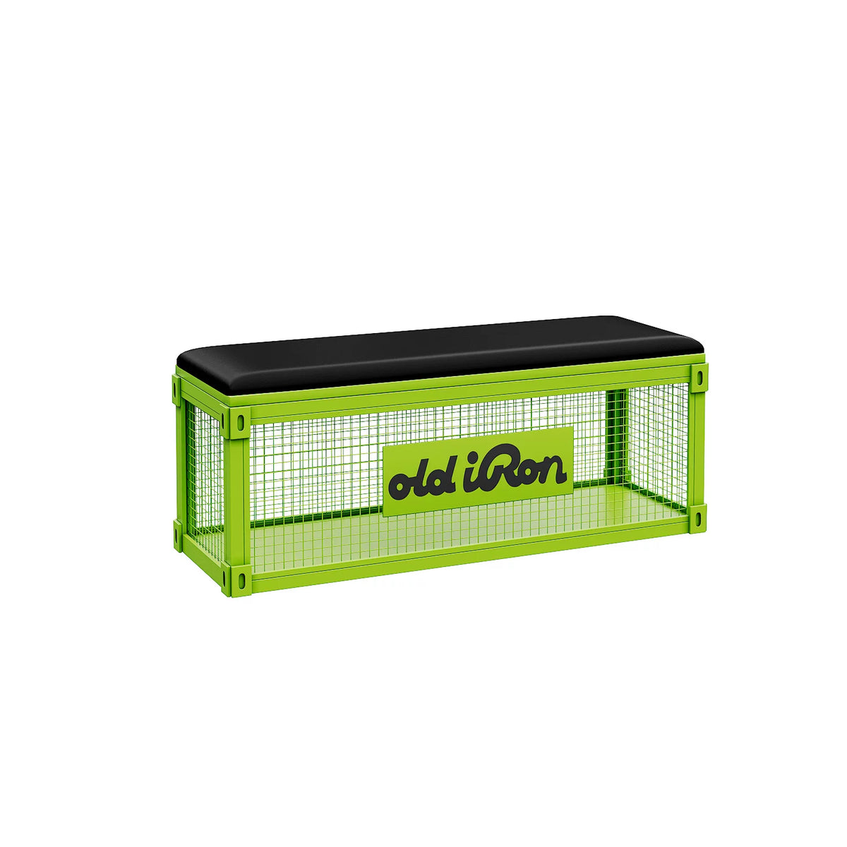 Industrial Wire Mesh Storage Bench with Leather Cushion | Bar, Café & Retail Seating