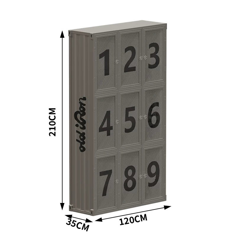 Industrial Container Wire Mesh Locker Cabinet | Motorcycle Helmet & Commercial Storage Unit with Stenciled Numbers