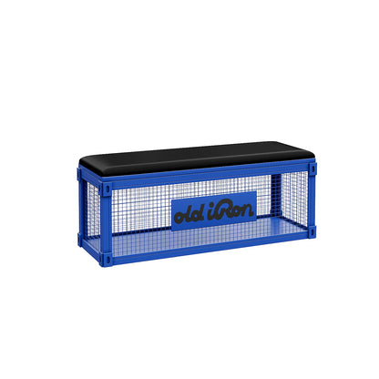 Industrial Wire Mesh Storage Bench with Leather Cushion | Bar, Café & Retail Seating