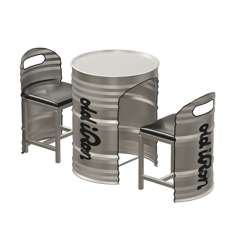 Oil Drum Table & 2-Chair Set | Industrial Bar Furniture for Café, Restaurant & Retail