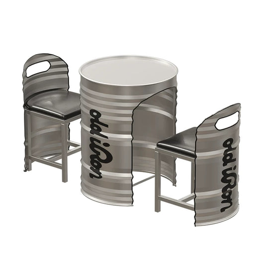 Oil Drum Table & 2-Chair Set | Industrial Bar Furniture for Café, Restaurant & Retail