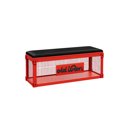 Industrial Wire Mesh Storage Bench with Leather Cushion | Bar, Café & Retail Seating