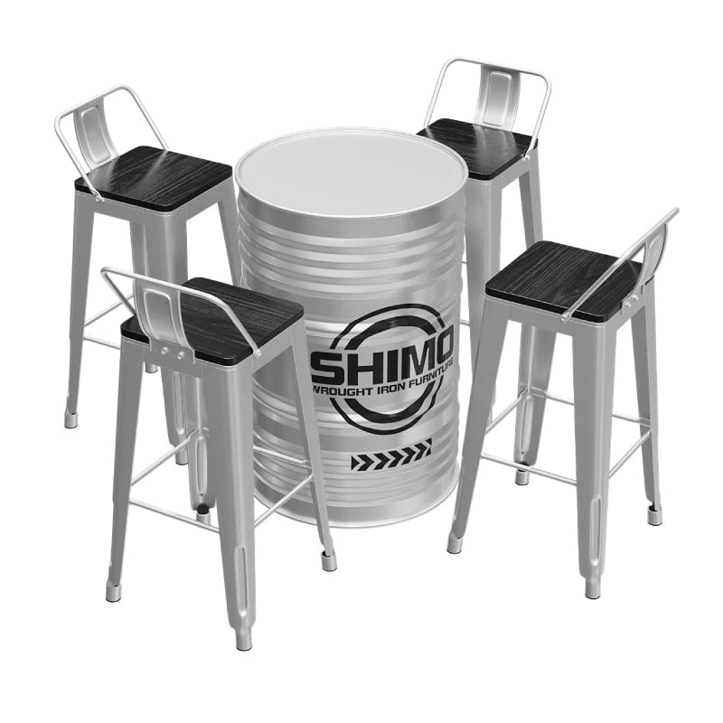 Industrial Oil Drum Bar Table & Stool Set
