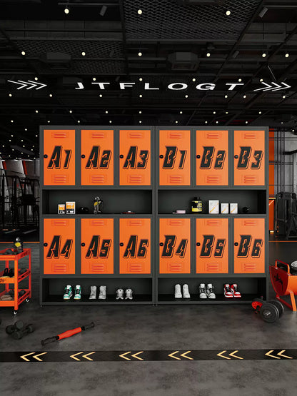 Commercial Gym & Fitness Locker with Open Display Shelf & Shoe Rack | Industrial CrossFit Member Storage Cabinet