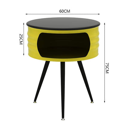 Modern Industrial Matte White Oil Drum 4-Piece Bistro Set: 1 Table &amp; 3 Chairs