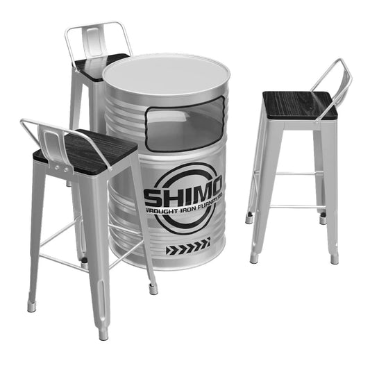 Industrial Oil Drum Bar Table & Stool Set