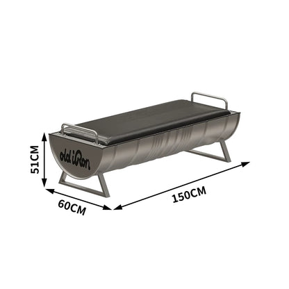 Industrial Oil Drum Bench with Leather Cushion | Backless Waiting & Dining Bench for Bar, Café & Retail