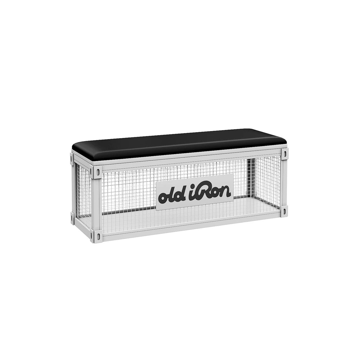 Industrial Wire Mesh Storage Bench with Leather Cushion | Bar, Café & Retail Seating