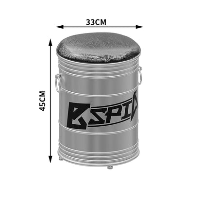 Industrial Oil Drum Lid Cocktail Table & Storage Stool Set | Compact Bistro Furniture for Garage, Bar & Café