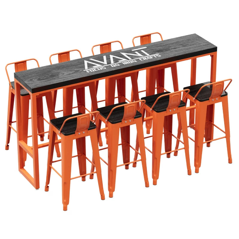 Industrial Wall Bar Table & Stool Set — Commercial Café & Restaurant Seating