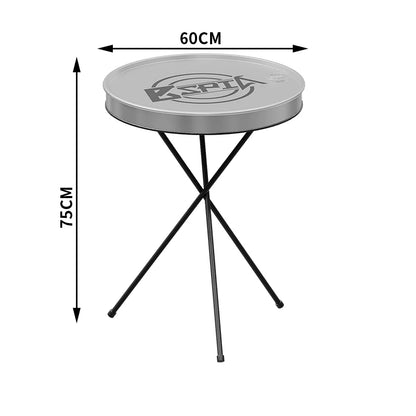 Industrial Oil Drum Lid Cocktail Table & Storage Stool Set | Compact Bistro Furniture for Garage, Bar & Café