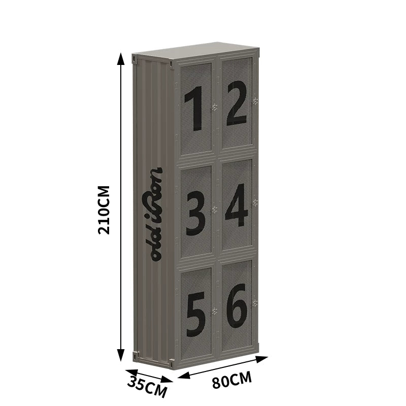 Industrial Container Wire Mesh Locker Cabinet | Motorcycle Helmet & Commercial Storage Unit with Stenciled Numbers
