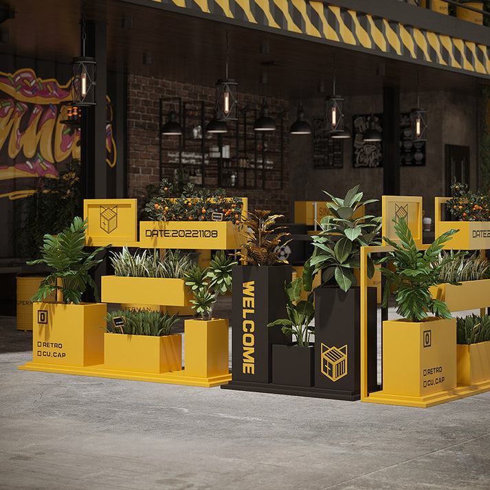 Industrial Steel Planter Box & Space Divider Set – Yellow & Black